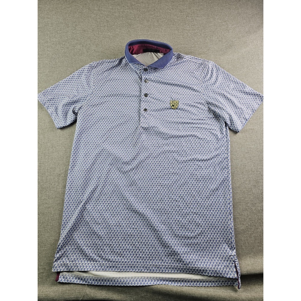 Hamilton Farm Golf Greyson Shirt Mens Small AOP Polo Performance Short Sleeve